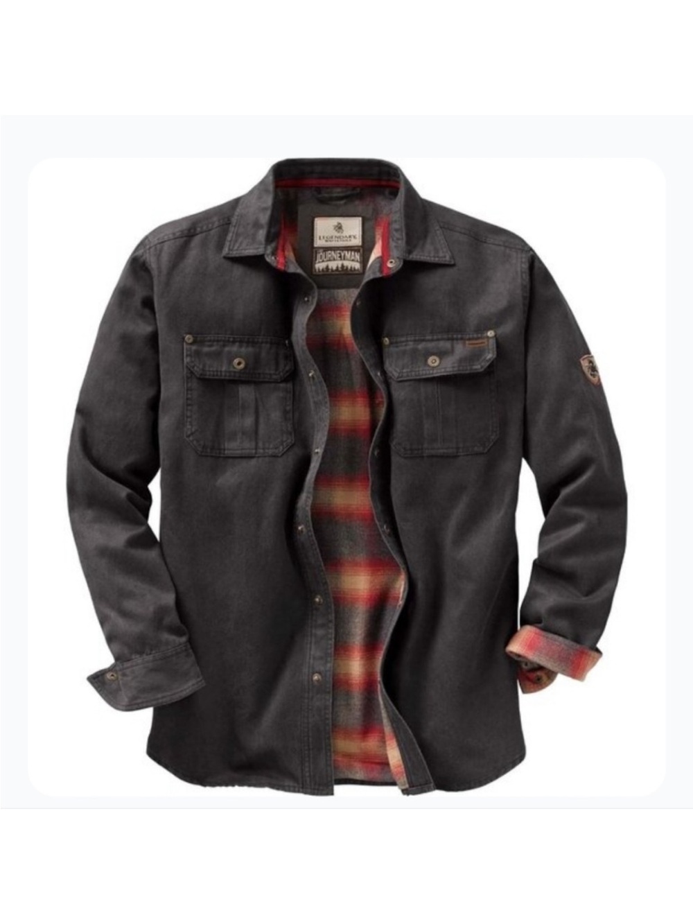 Legendary Whitetails Journeyman Men’s L Gray Flannel Lined Waxed Shacket Jacket